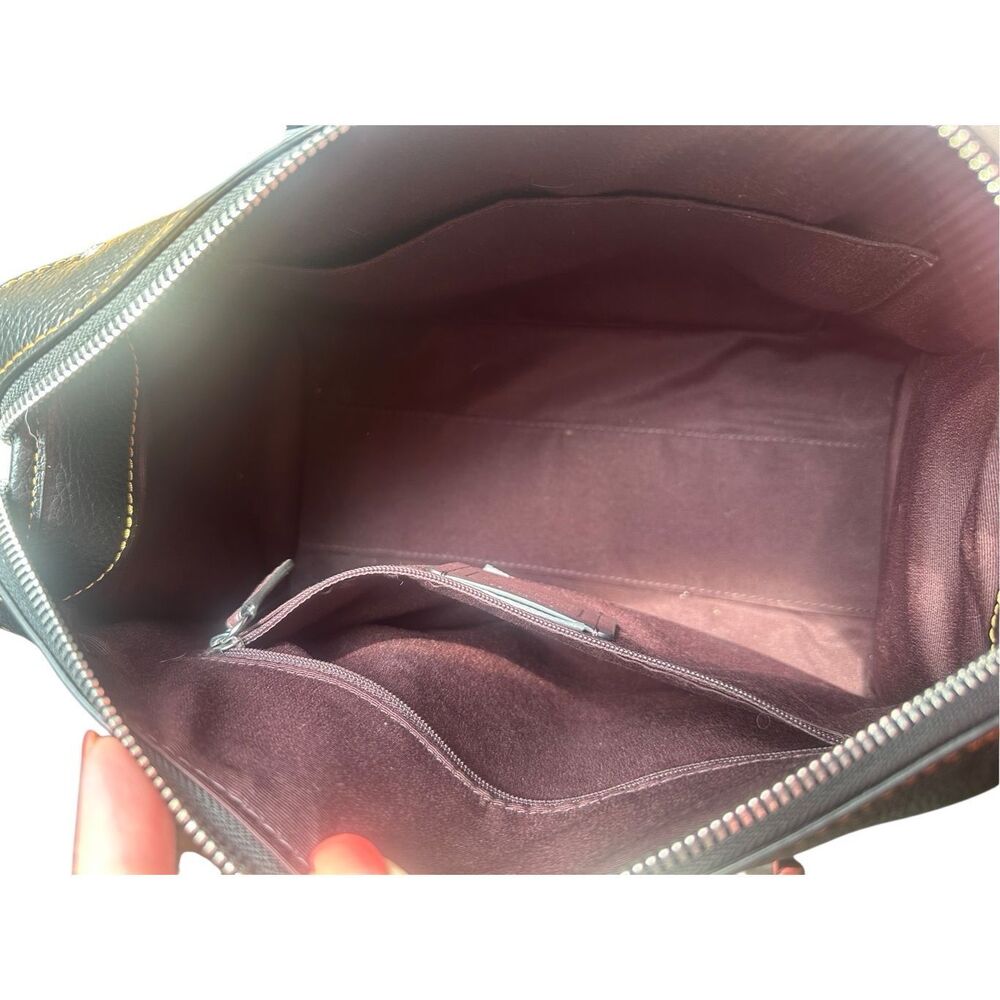 COACH Millie Black Silver Logo Leather Satchel Crossbody Shoulder Bag $550 - Picture 7 of 14